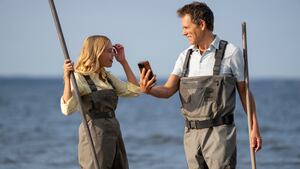 Milly Alcock as Simone, Kevin Bacon as Peter Kell in Sirens.