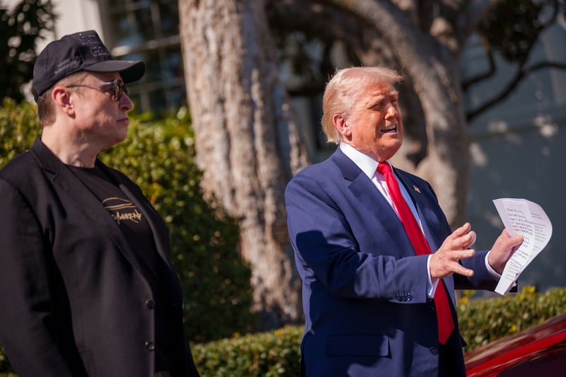 Trump stood alongside Musk at the White House in a show of support for his electrical vehicle company, Tesla, which faced a furious consumer backlash over Musk’s involvement with the Trump administration.